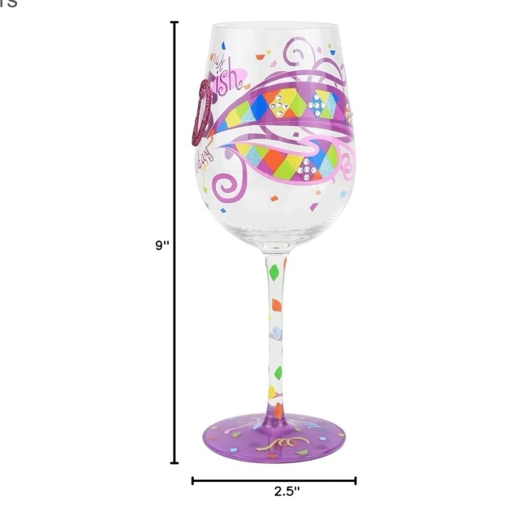 30ish Birthday Wine Glass with Purple and Pink Accents